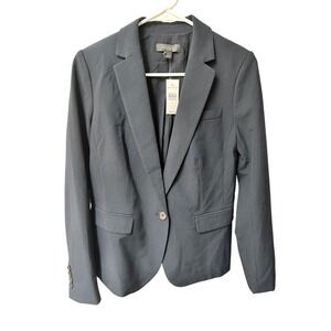 Ann Taylor Blazer Navy Blue One Button Career Office Jacket Size 4 $169.00